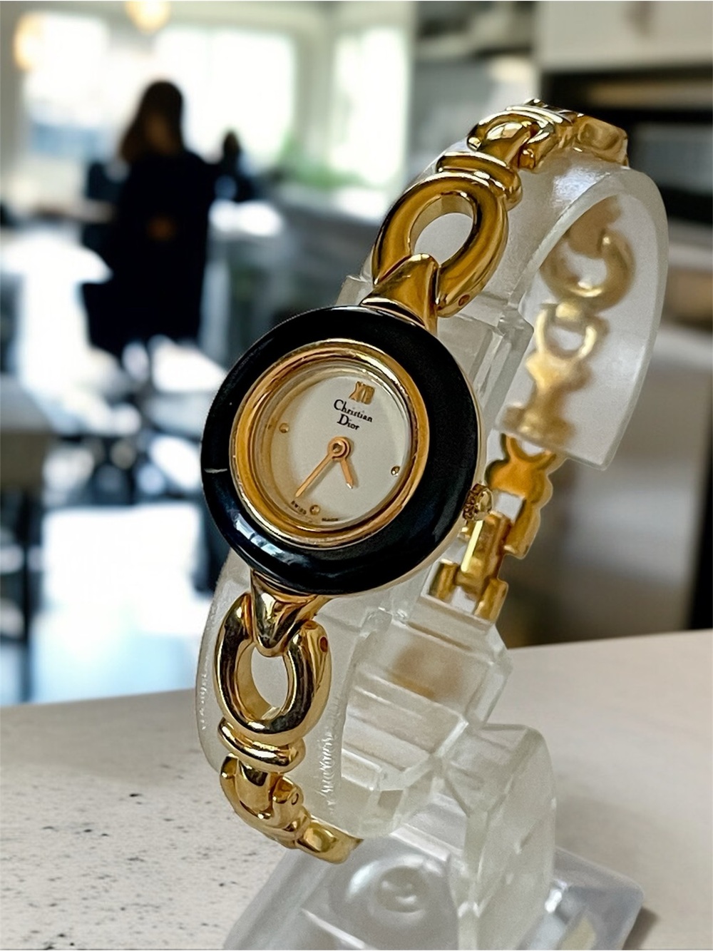 Christian Dior Gold With Black Change Bezel Link Bracelet Watch - Picture 6 of 16